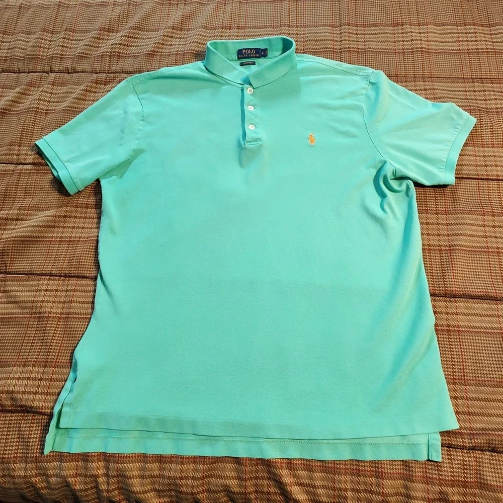 Polo Ralph Lauren Shirt Mens L Large Stretch Mesh Polo Short Sleeve Green Mint